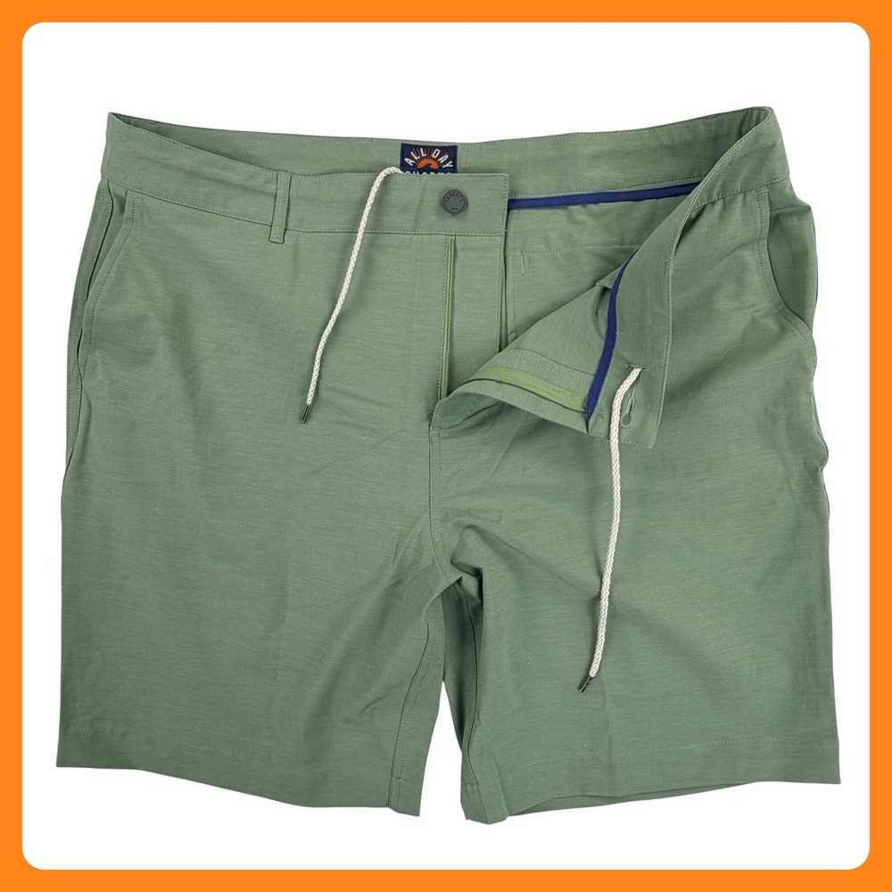Faherty Shorts Men 40 Green All Day Hybrid Performance Stretch Drawstring Chino